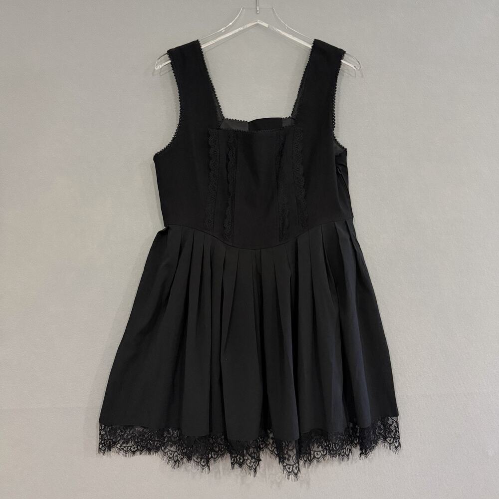 Disturbia Corset Mini Dress Size 12 Black Lace Up Back Goth Fairy Steampunk - Picture 6 of 15